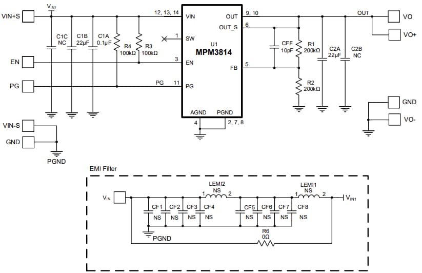 Schematic - Monolithic Power Systems (MPS) EVM3814-PA-01A Evaluation Board